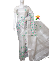 Pure Linen Tissue Saree With Embroidery SILK ZONE